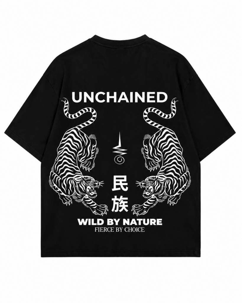 Camiseta Oversize Negra “Wild by Nature” – Estilo Streetwear
